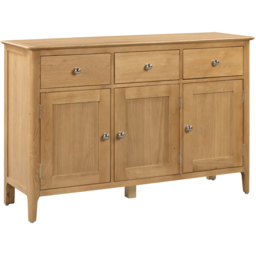 Julian Bowen Cotswold 3 Door 3 Drawer Oak Sideboard - Size: 45 x 135 x 90cm - Brown - Wilko - thumbnail 4