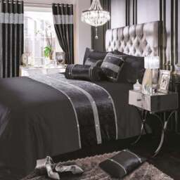 Intimates Topaz Super King Size Charcoal Crushed Velvet Duvet Set - Grey - Wilko