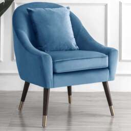 Artemis Home Octavia Light Blue Velvet Accent Chair - Size: Single - Wilko - thumbnail 1
