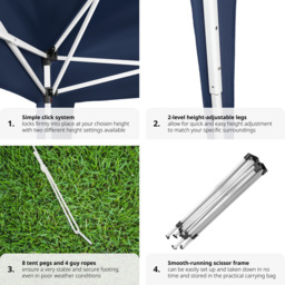 tectake Linosa 3 x 3m Blue Water and UV Resistant Gazebo - Wilko - thumbnail 6