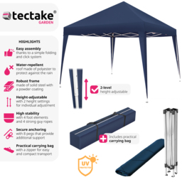 tectake Linosa 3 x 3m Blue Water and UV Resistant Gazebo - Wilko - thumbnail 7