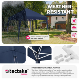 tectake Linosa 3 x 3m Blue Water and UV Resistant Gazebo - Wilko - thumbnail 5
