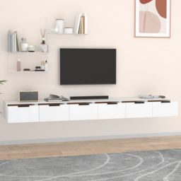 vidaXL 3 Door White Wall Cabinet 2 Pack - Size: 20 x 102 x 30cm - Wilko