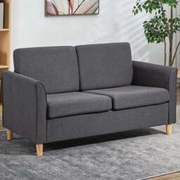 Portland 2 Seater Dark Grey Linen Loveseat Sofa - Wilko