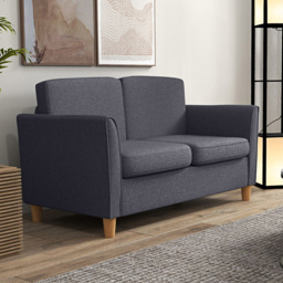 Portland 2 Seater Dark Grey Linen Loveseat Sofa - Wilko - thumbnail 4