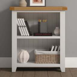 Seconique Windsor 2 Shelf Ivory and Oak Low Bookcase - Size: 91 x 80 x 32cm - Ivory/Oak - Wilko