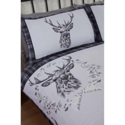 Rapport Home Single Grey Brushed Cotton New Angus Stag Duvet Set - Silver - Wilko - thumbnail 3