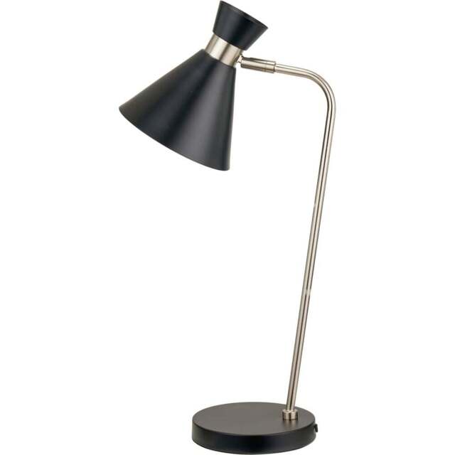 Pacific Lifestyle Benedict Black and Brushed Silver Metal Table Lamp - Wilko - image 1