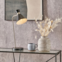 Pacific Lifestyle Benedict Black and Brushed Silver Metal Table Lamp - Wilko - thumbnail 3