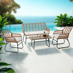tectake Molfetta 4 Seater XL Brown Weather Safe Garden Furniture Set - Wilko