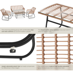 tectake Molfetta 4 Seater XL Brown Weather Safe Garden Furniture Set - Wilko - thumbnail 6