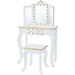Teamson Kids Fashion White and Gold Polka Dot Prints Gisele Play Vanity Set - Size: 99.7 x 29.8 x 59.7cm - Wilko - thumbnail 4