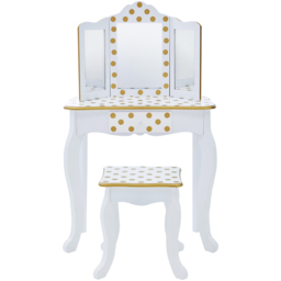 Teamson Kids Fashion White and Gold Polka Dot Prints Gisele Play Vanity Set - Size: 99.7 x 29.8 x 59.7cm - Wilko - thumbnail 3