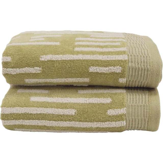Allure Bath Fashions Pop Up Zero Twist Barcode Stripe Sage Green Hand Towel 2 Pack - Size: 50 x 85cm - Wilko - image 1