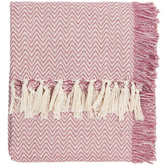 Yard Wisley Pink Herringbone Woven Throw 130 x 180cm - Wilko - image 1