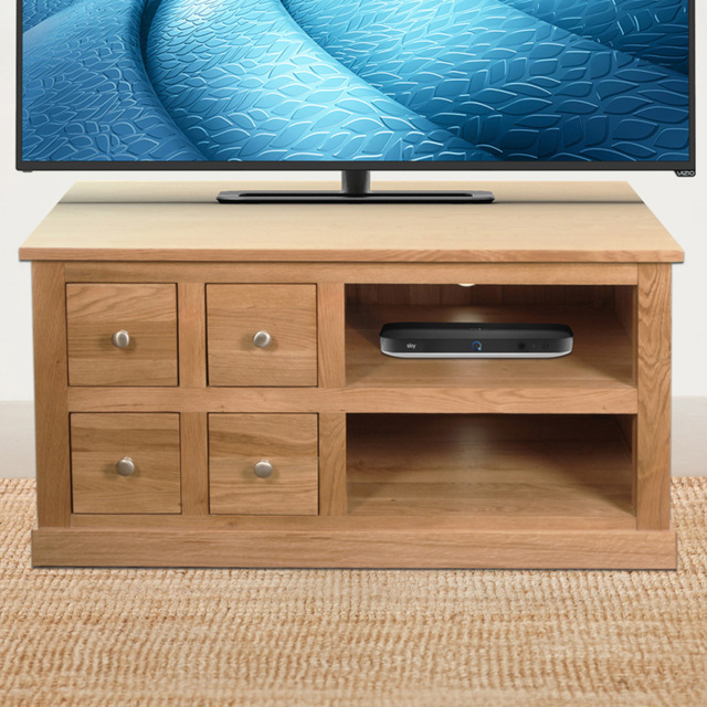 Baumhaus Mobel 4 Drawer Oak TV Cabinet - Brown - Wilko - image 1