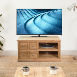 Baumhaus Mobel 4 Drawer Oak TV Cabinet - Brown - Wilko - thumbnail 3