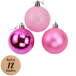 Shatchi 5cm Pale Pink Shatterproof Christmas Bauble 12 Pack - Wilko - thumbnail 1