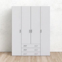 Florence Space 4 Door 3 Drawer White Wardrobe - Size: 4 Door, 3 Drawer - Furniture To Go - Wilko - thumbnail 7
