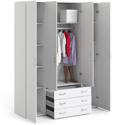 Florence Space 4 Door 3 Drawer White Wardrobe - Size: 4 Door, 3 Drawer - Furniture To Go - Wilko - thumbnail 6