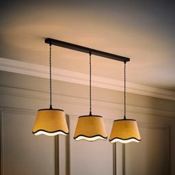 ValueLights Dutton Black Trim Scallop 3 Drop Black Diner Ceiling LED Pendant Light - Size: 123.5 x 98 x 25cm - Wilko - thumbnail 7