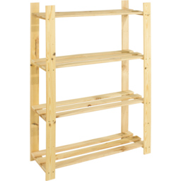 Leighton 4 Shelf Natural Wood Slatted Storage Unit - Brown - Denver - Wilko - thumbnail 3
