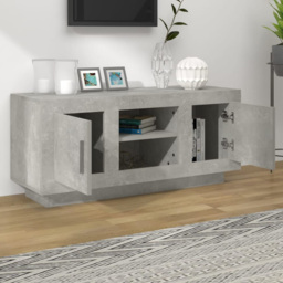 vidaXL 2 Door 2 Shelf Concrete Grey TV Cabinet - Size: 45 x 102 x 35cm - Wilko - thumbnail 1