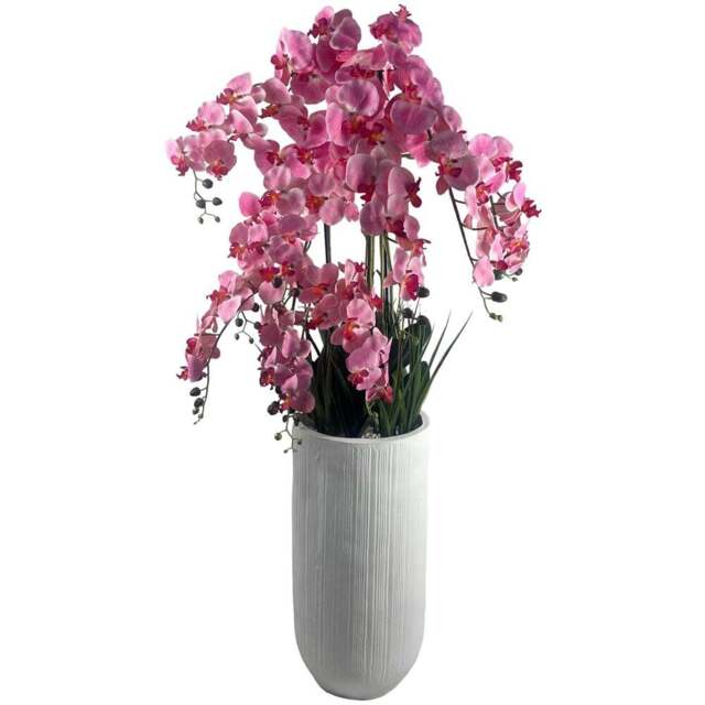 Leaf Pink Orchid Display Artificial Plant in Pot 5ft - Size: 150 x 75 x 75cm - Wilko - image 1