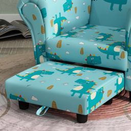 AIYAPLAY Blue Dinosaur Design Kids Armchair with Footrest - Wilko - thumbnail 4