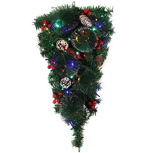 Living and Home Teardrop Christmas Swag with Lights - Size: 60 x 20 x 10cm - Green - Wilko - image 1