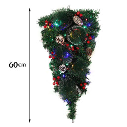 Living and Home Teardrop Christmas Swag with Lights - Size: 60 x 20 x 10cm - Green - Wilko - thumbnail 7