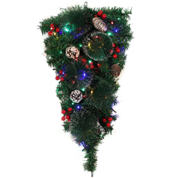 Living and Home Teardrop Christmas Swag with Lights - Size: 60 x 20 x 10cm - Green - Wilko - thumbnail 1
