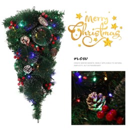 Living and Home Teardrop Christmas Swag with Lights - Size: 60 x 20 x 10cm - Green - Wilko - thumbnail 4
