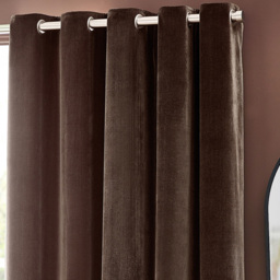 Yard Brown Heavy Chenille Velvet Eyelet Curtain 168 x 183cm - Size: W 183 x D 168cm - Yard Living - Wilko - thumbnail 4