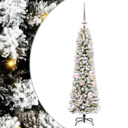 vidaXL Pre-Lit Warm White LED and Pink Baubles White Artificial Christmas Tree with Stand 3.9ft - Wilko - thumbnail 3