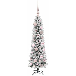 vidaXL Pre-Lit Warm White LED and Pink Baubles White Artificial Christmas Tree with Stand 3.9ft - Wilko - thumbnail 5