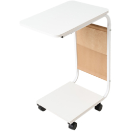 Living and Home White C-Shape Side Table with Lockable Castors - Size: 61 x 40 x 30cm - Wilko - thumbnail 3