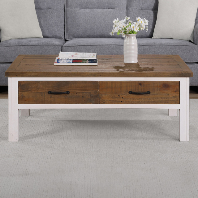 Baumhaus 4 Drawer Splash of White Wooden Coffee Table - Wilko - image 1