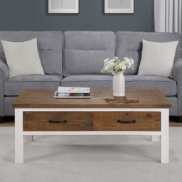 Baumhaus 4 Drawer Splash of White Wooden Coffee Table - Wilko - thumbnail 7