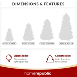 Noel Square Pre Lit LED Artificial Xmas Tree 1.9ft - Size: 2ft - Green - Wilko - thumbnail 6