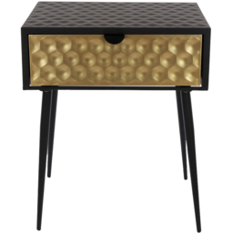 Core Products Jupiter Single Drawer Gold and Black Metal Bedside Cabinet - Wilko - thumbnail 4