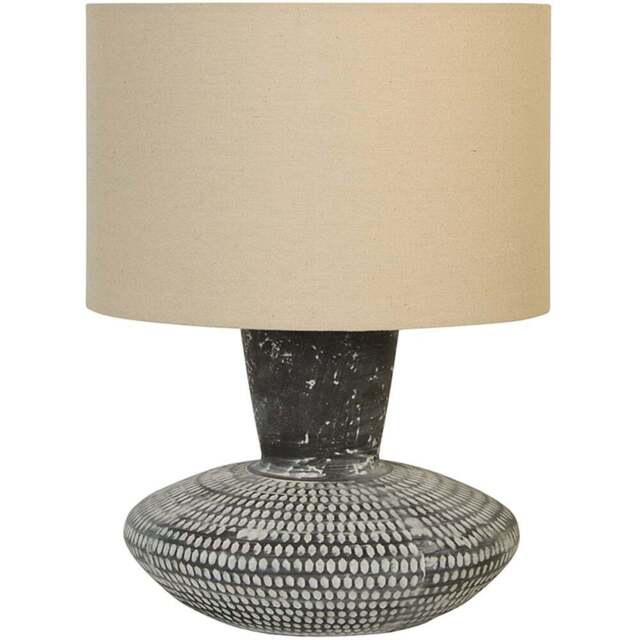 Lighting Collection Conway Black Embossed Finish Table Lamp - Size: 34 x 32 x 32cm - Grey, Black and White - Wilko - image 1