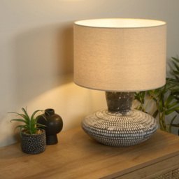 Lighting Collection Conway Black Embossed Finish Table Lamp - Size: 34 x 32 x 32cm - Grey, Black and White - Wilko - thumbnail 3
