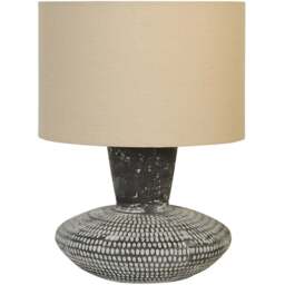 Lighting Collection Conway Black Embossed Finish Table Lamp - Size: 34 x 32 x 32cm - Grey, Black and White - Wilko