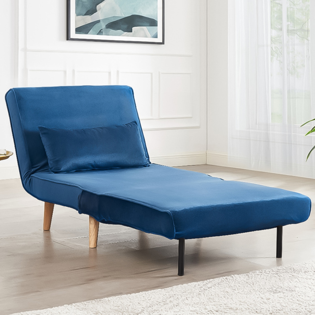 Home Detail Kendal Single Sleeper Blue Velvet Chair Bed - Wilko - image 1