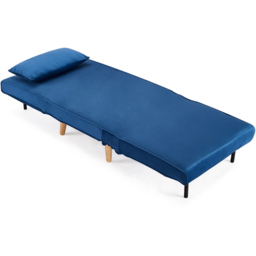 Home Detail Kendal Single Sleeper Blue Velvet Chair Bed - Wilko - thumbnail 6