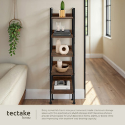 tectake 5 Shelf Dark Wood Shelving Unit 31.5 x 35.5 x 170.5cm - Brown - Wilko - thumbnail 5