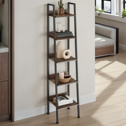 tectake 5 Shelf Dark Wood Shelving Unit 31.5 x 35.5 x 170.5cm - Brown - Wilko