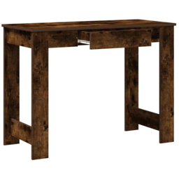 vidaXL Large Desk Smoked Oak - Size: 75 x 100 x 45cm - Brown - Wilko - thumbnail 4