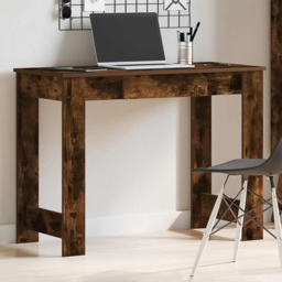 vidaXL Large Desk Smoked Oak - Size: 75 x 100 x 45cm - Brown - Wilko
